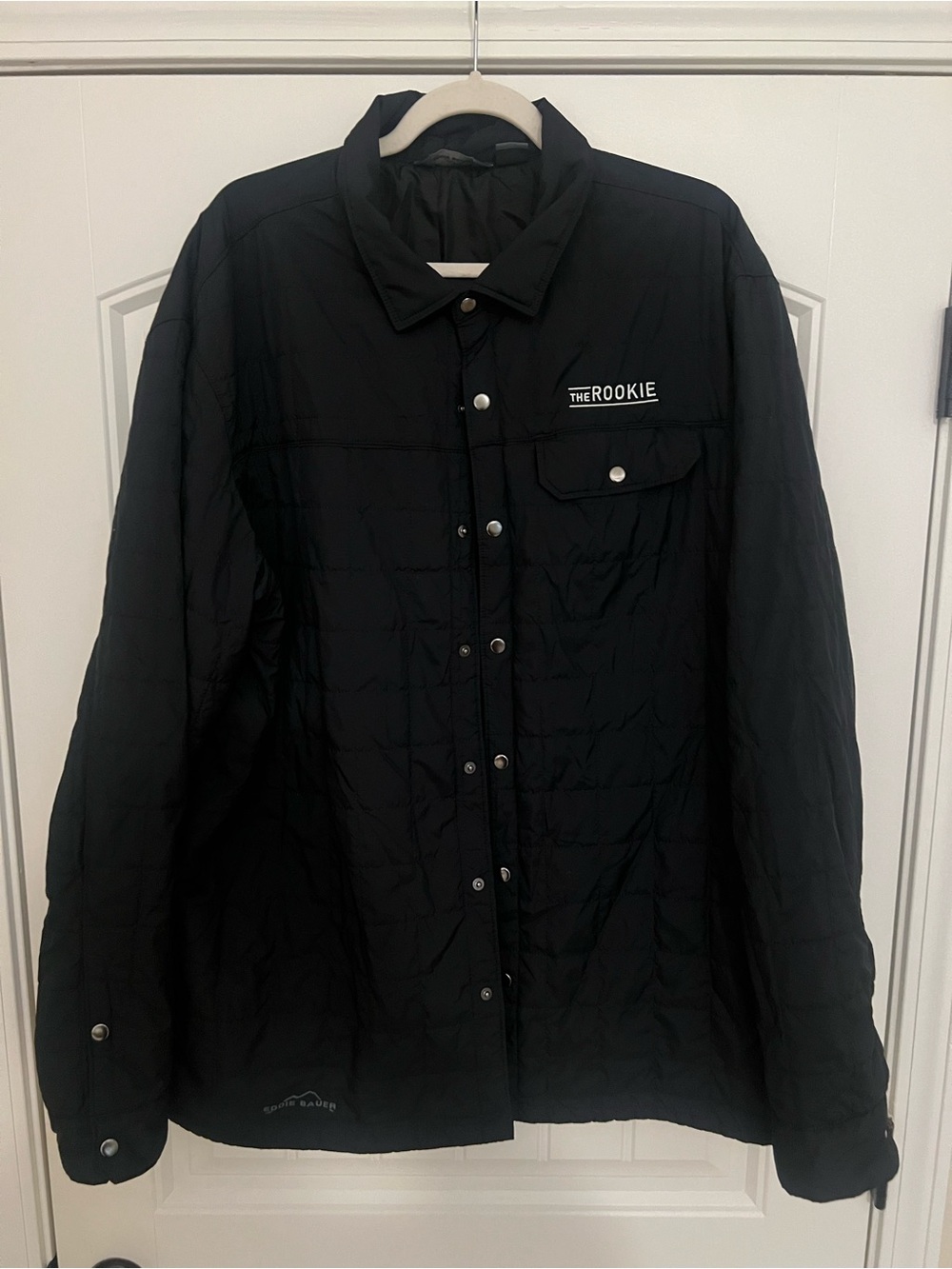 Eddie Bauer Men’s “The Rookie”Cast/Crew Black Quilted Shirt-Jacket Sz 2XL
